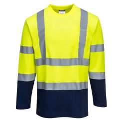 Portwest  -  Hi-Vis Cotton Comfort Contrast T-Shirt L/S
